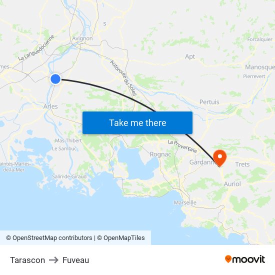 Tarascon to Fuveau map