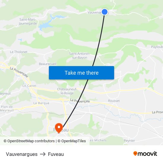 Vauvenargues to Fuveau map
