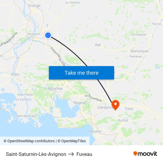 Saint-Saturnin-Lès-Avignon to Fuveau map