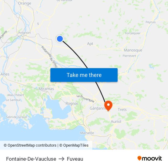 Fontaine-De-Vaucluse to Fuveau map