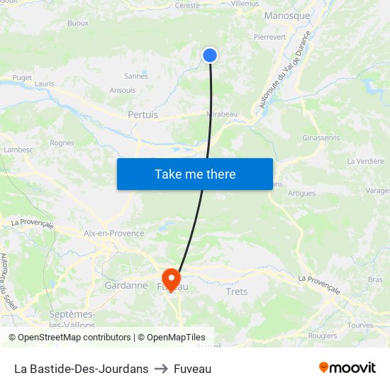 La Bastide-Des-Jourdans to Fuveau map