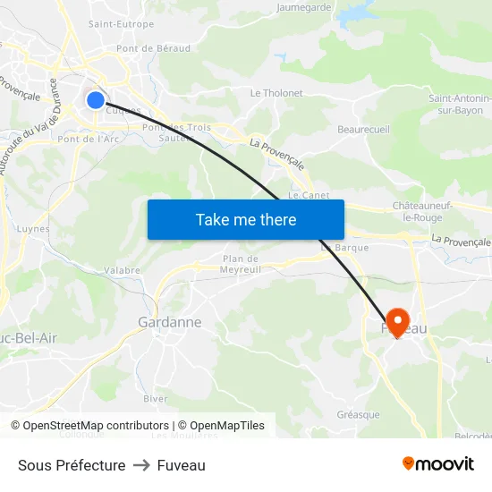 Sous Préfecture to Fuveau map