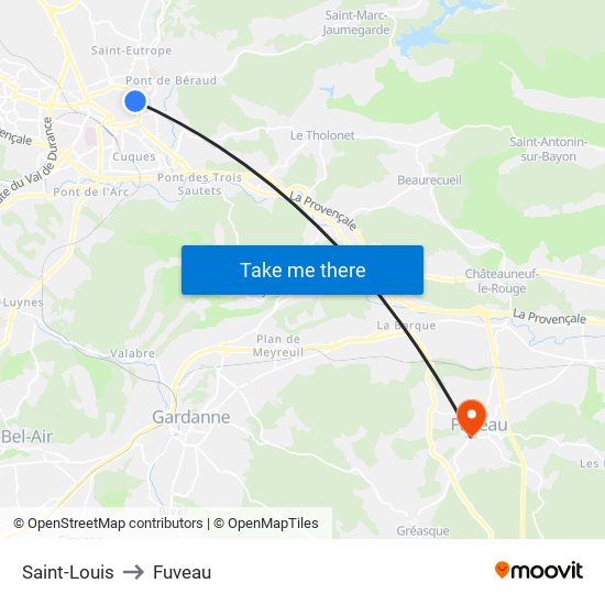 Saint-Louis to Fuveau map