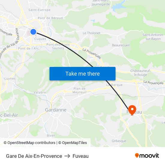 Gare De Aix-En-Provence to Fuveau map