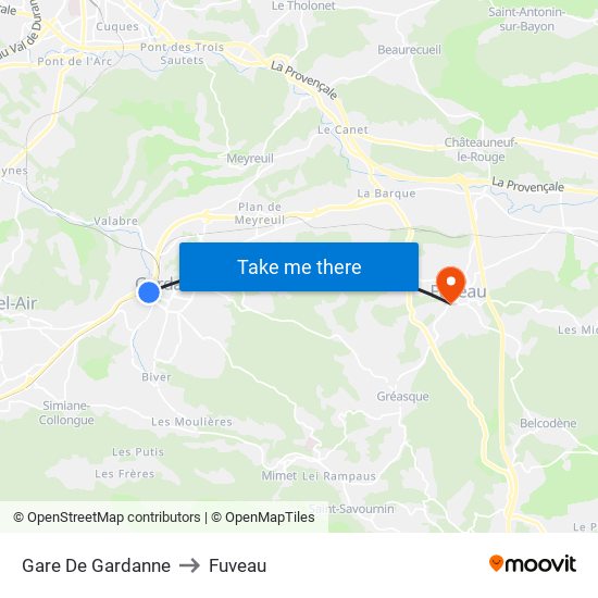 Gare De Gardanne to Fuveau map