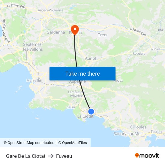 Gare De La Ciotat to Fuveau map
