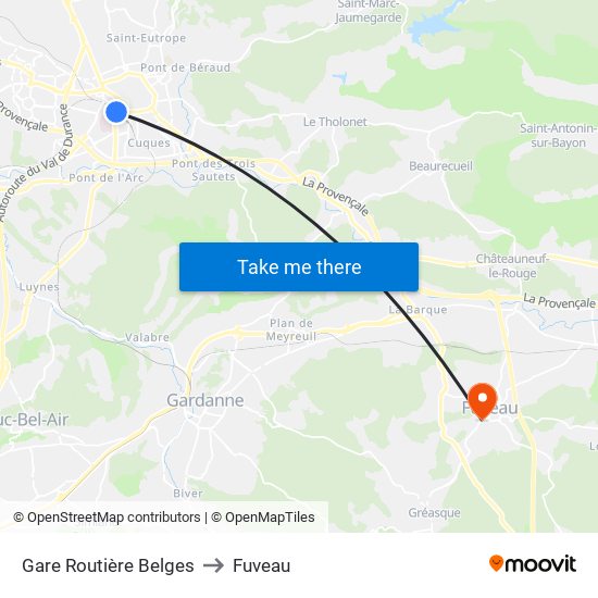 Gare Routière Belges to Fuveau map