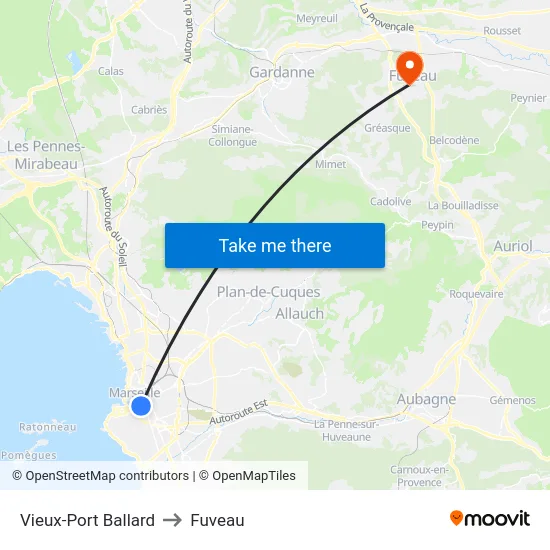 Vieux-Port Ballard to Fuveau map