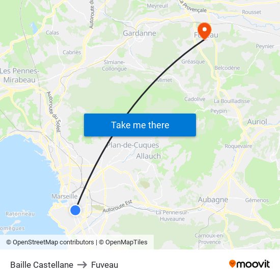 Baille Castellane to Fuveau map