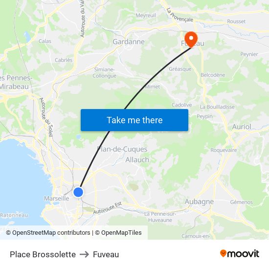 Place Brossolette to Fuveau map