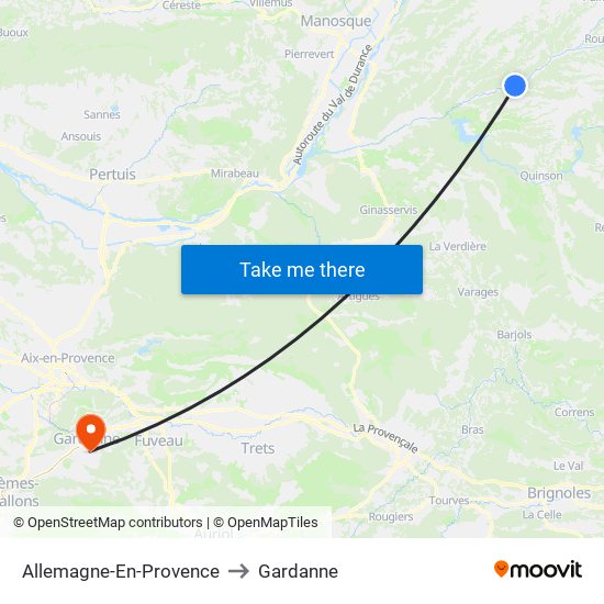 Allemagne-En-Provence to Gardanne map