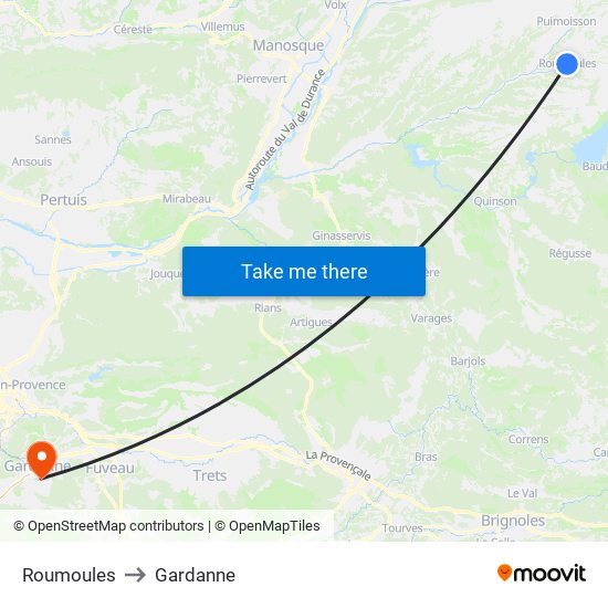 Roumoules to Gardanne map