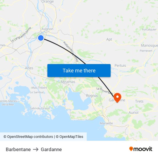 Barbentane to Gardanne map