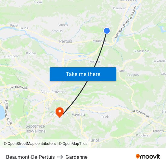 Beaumont-De-Pertuis to Gardanne map