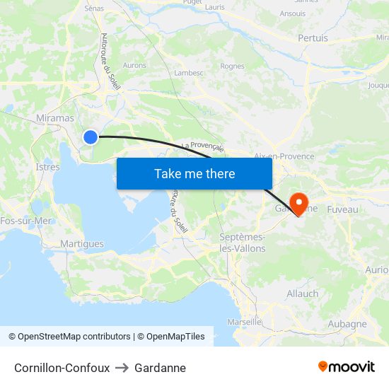 Cornillon-Confoux to Gardanne map