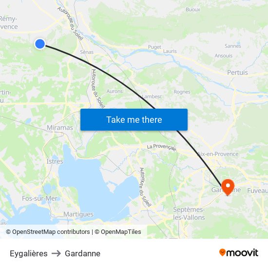 Eygalières to Gardanne map