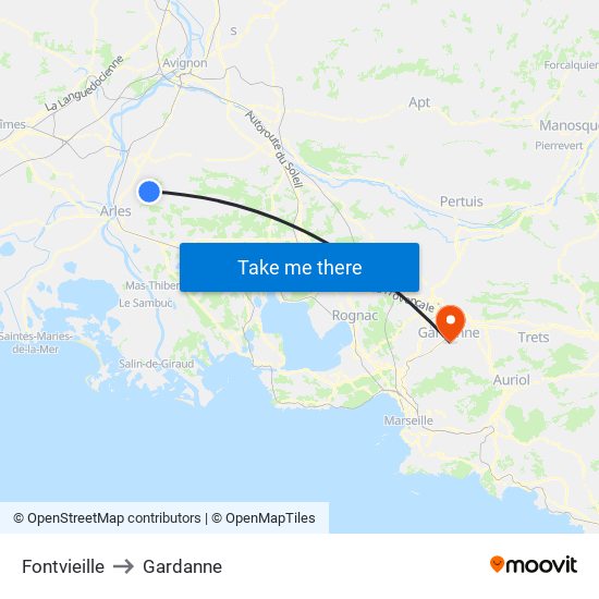 Fontvieille to Gardanne map