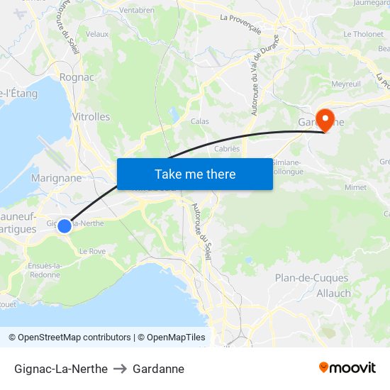 Gignac-La-Nerthe to Gardanne map