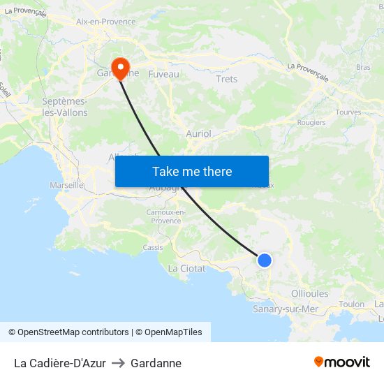 La Cadière-D'Azur to Gardanne map