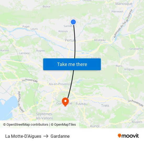La Motte-D'Aigues to Gardanne map