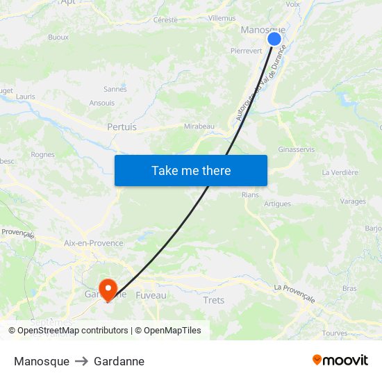 Manosque to Gardanne map