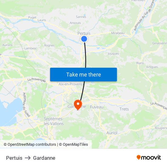 Pertuis to Gardanne map
