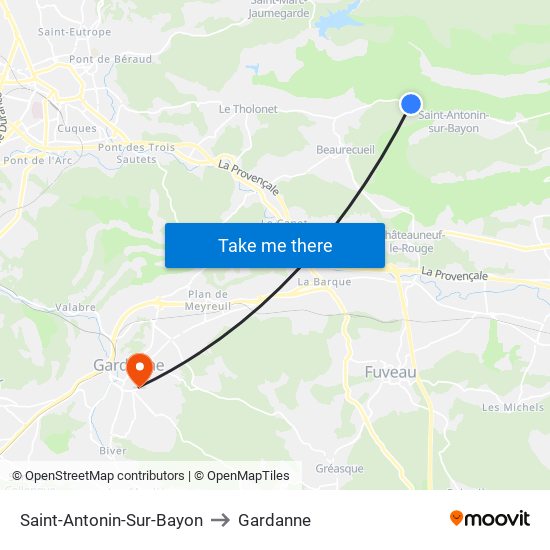 Saint-Antonin-Sur-Bayon to Gardanne map