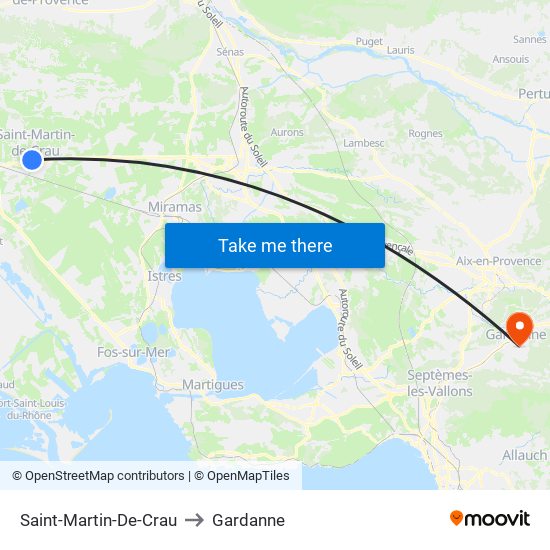 Saint-Martin-De-Crau to Gardanne map