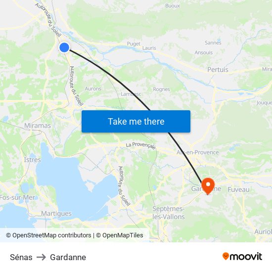 Sénas to Gardanne map