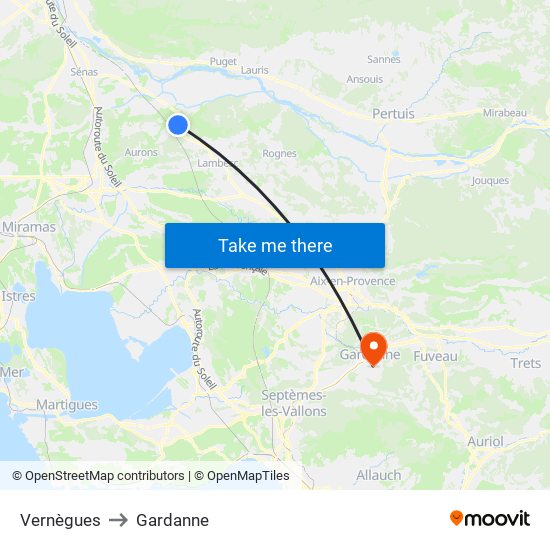 Vernègues to Gardanne map