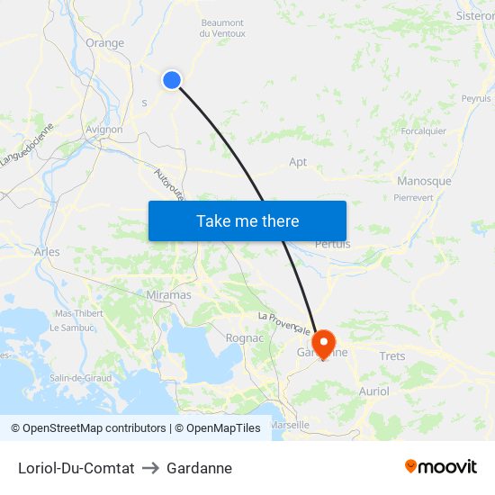 Loriol-Du-Comtat to Gardanne map