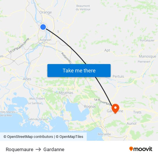 Roquemaure to Gardanne map