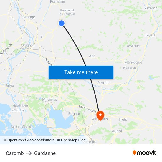 Caromb to Gardanne map