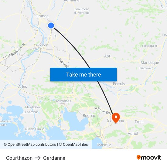 Courthézon to Gardanne map
