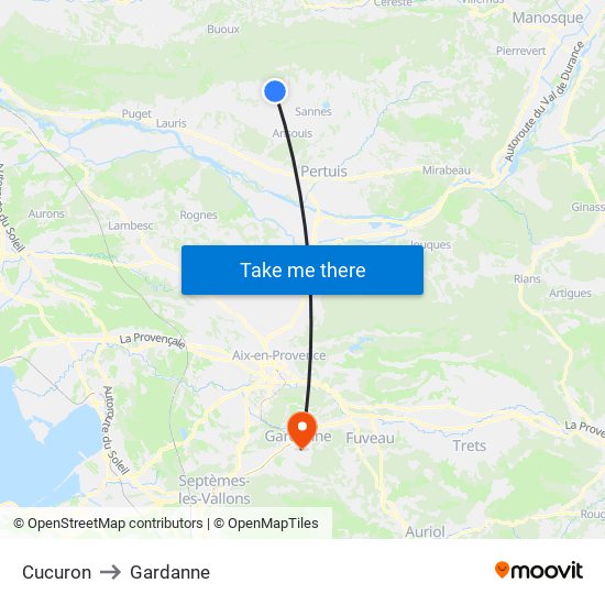 Cucuron to Gardanne map