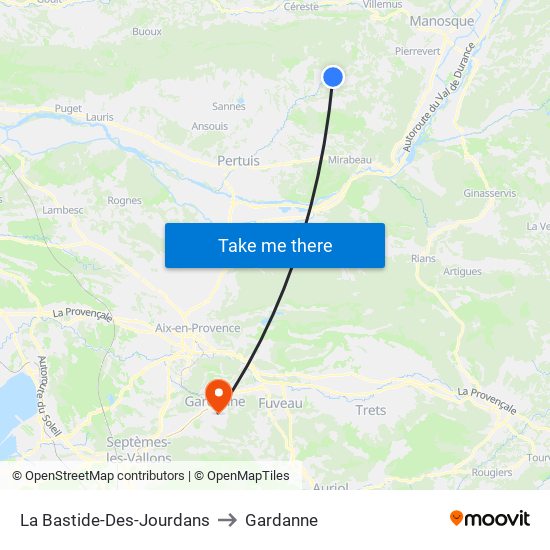 La Bastide-Des-Jourdans to Gardanne map