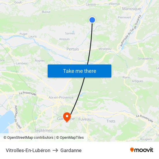 Vitrolles-En-Lubéron to Gardanne map