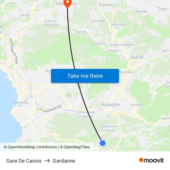 Gare De Cassis to Gardanne map
