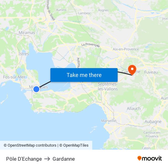 Pôle D'Echange to Gardanne map