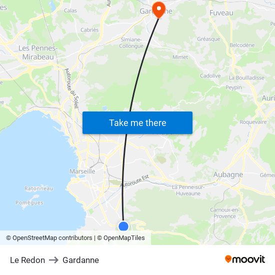 Le Redon to Gardanne map