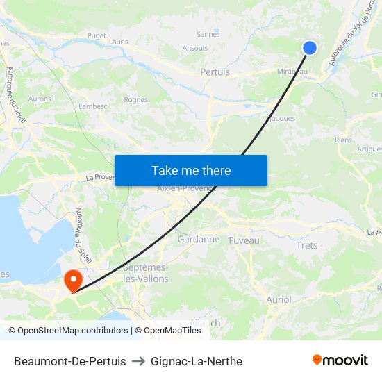 Beaumont-De-Pertuis to Gignac-La-Nerthe map