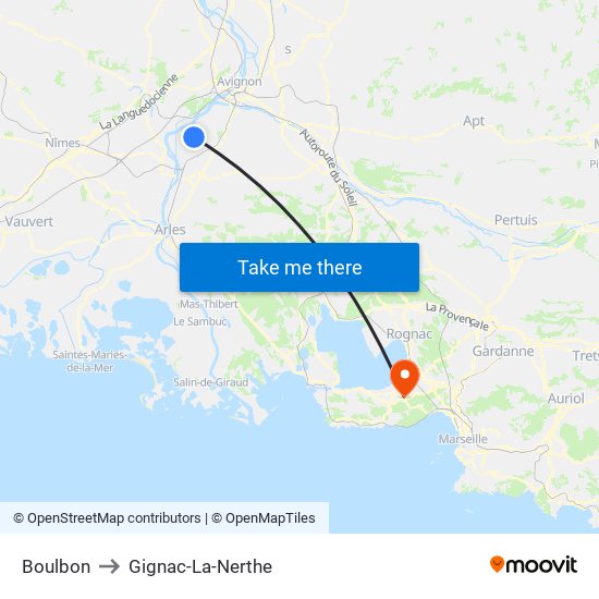 Boulbon to Gignac-La-Nerthe map