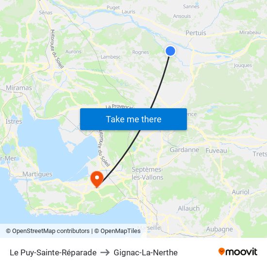 Le Puy-Sainte-Réparade to Gignac-La-Nerthe map