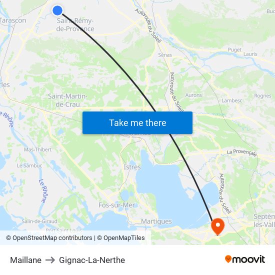 Maillane to Gignac-La-Nerthe map