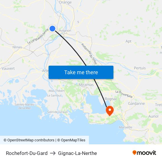 Rochefort-Du-Gard to Gignac-La-Nerthe map