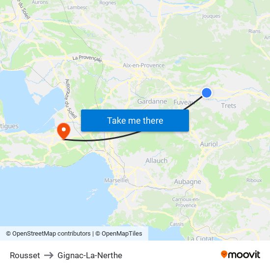 Rousset to Gignac-La-Nerthe map