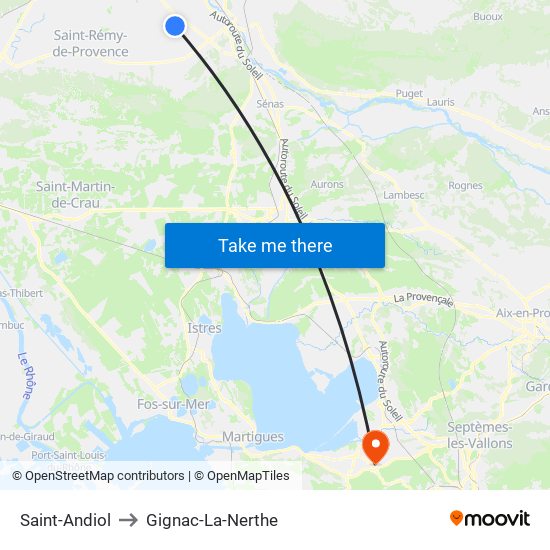 Saint-Andiol to Gignac-La-Nerthe map