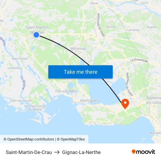 Saint-Martin-De-Crau to Gignac-La-Nerthe map