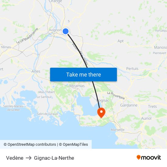 Vedène to Gignac-La-Nerthe map