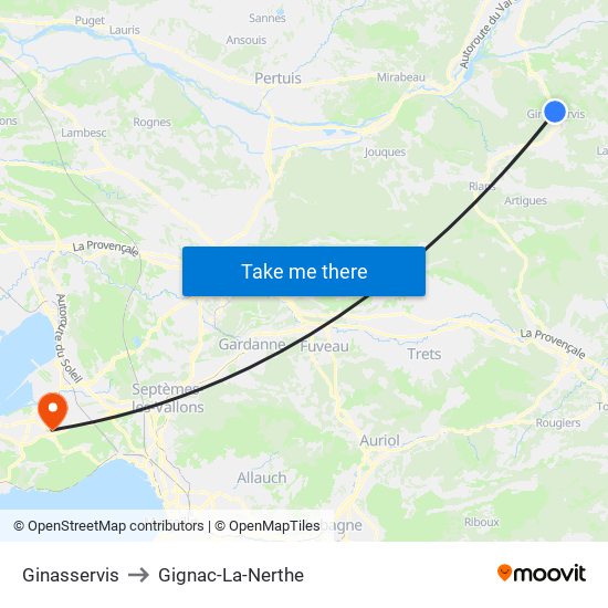 Ginasservis to Gignac-La-Nerthe map